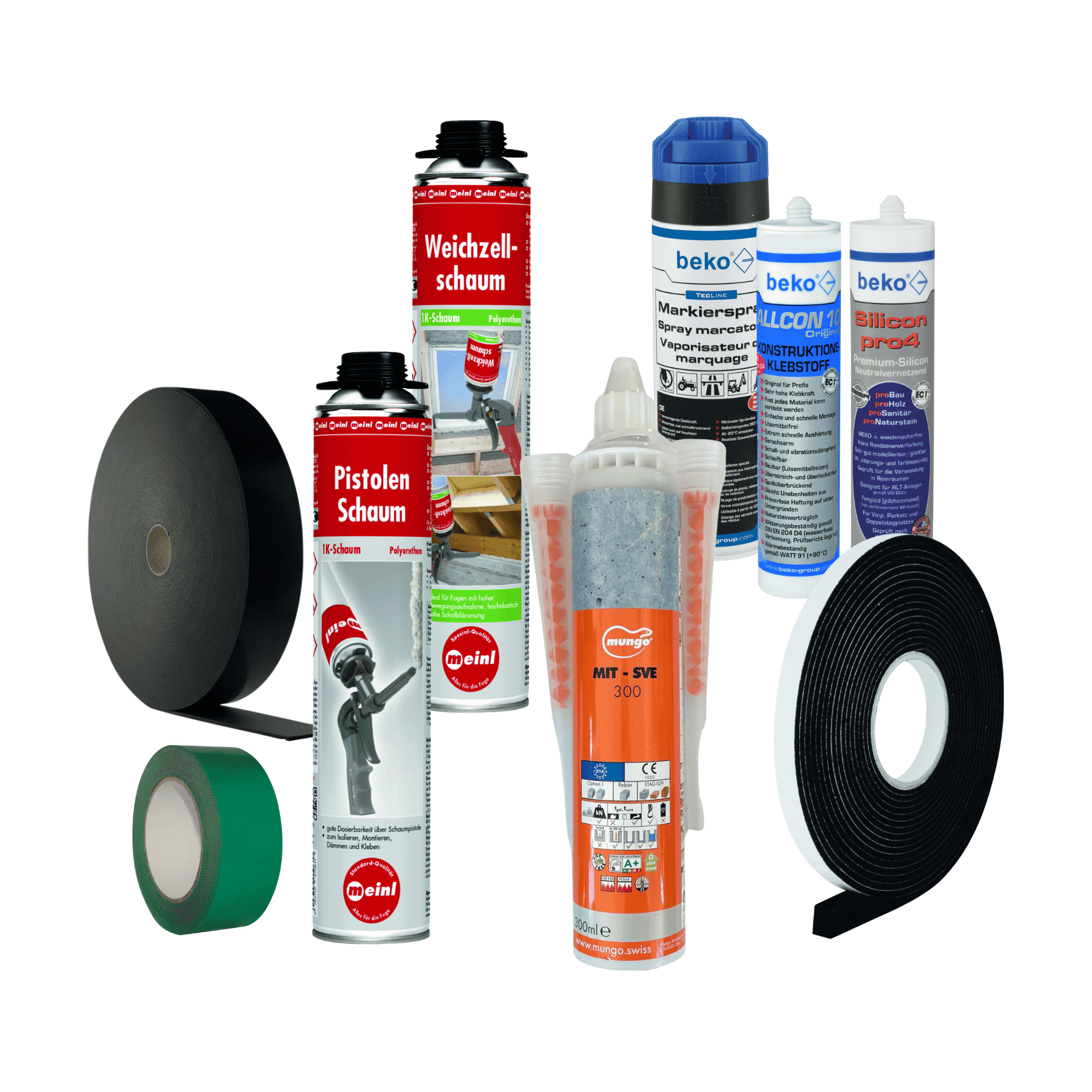 Schäume, Kleber uvm.